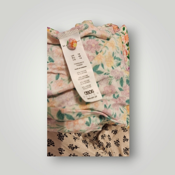 ASOS DESIGN short sleeve mini tea dress with lace trim in bright floral sundress - Picture 13 of 15